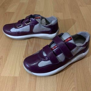 Prada Purple Patent Americas Cup Classic Sneakers